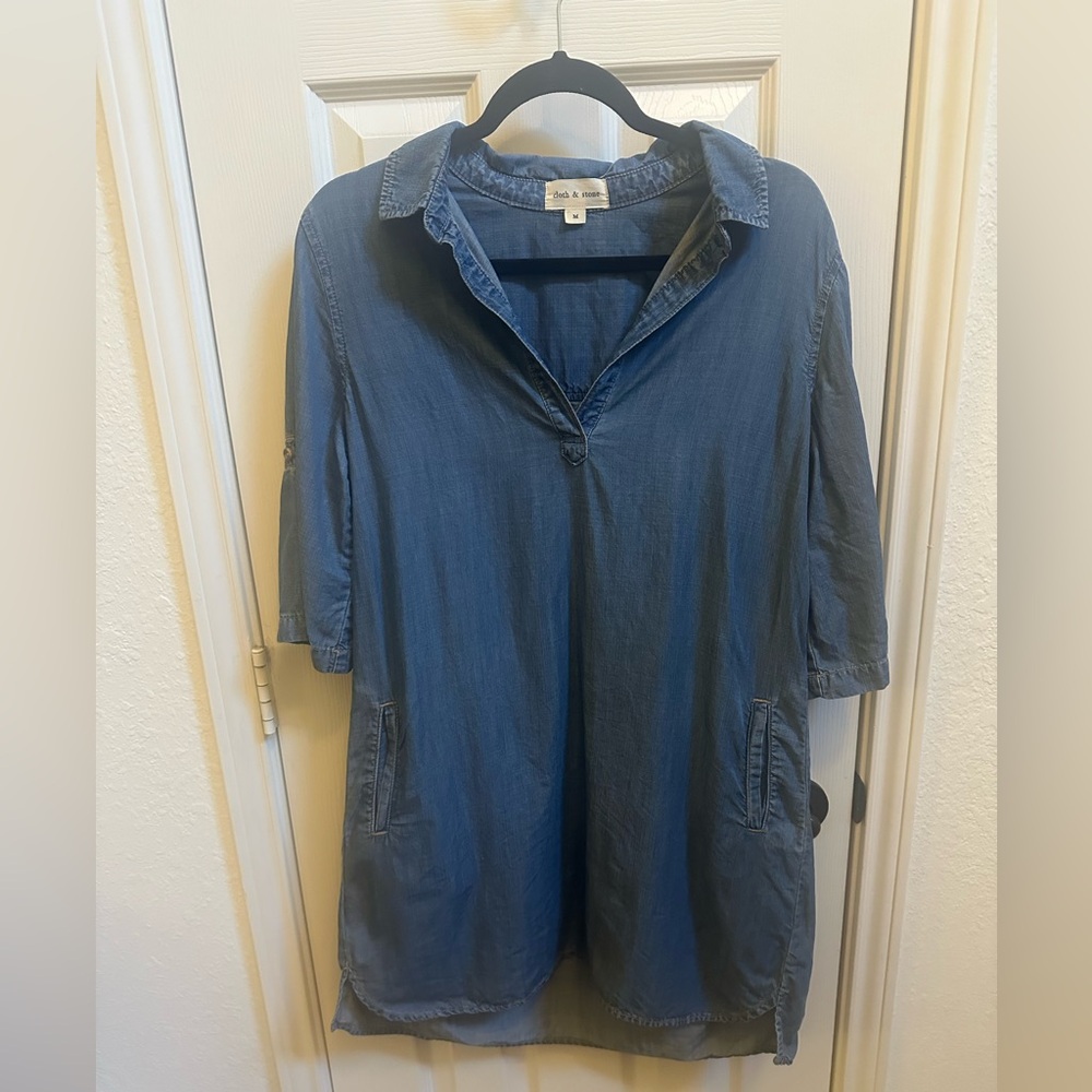 Cloth & Stone Blue Denim Tunic Dress Size Medium